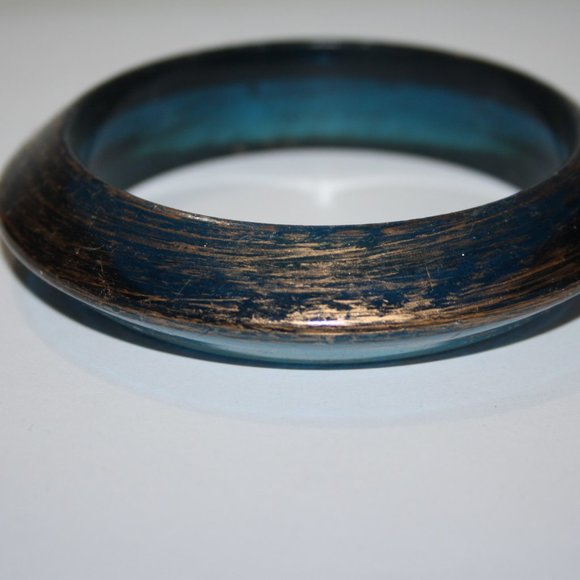 Beautiful blue and gold chunky bangle bracelet - Picture 4 of 4